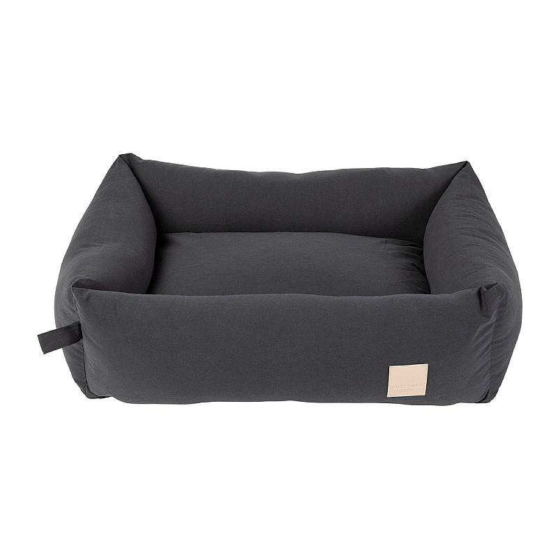 Small Cotton Bolster Dog Bed Slate Grey