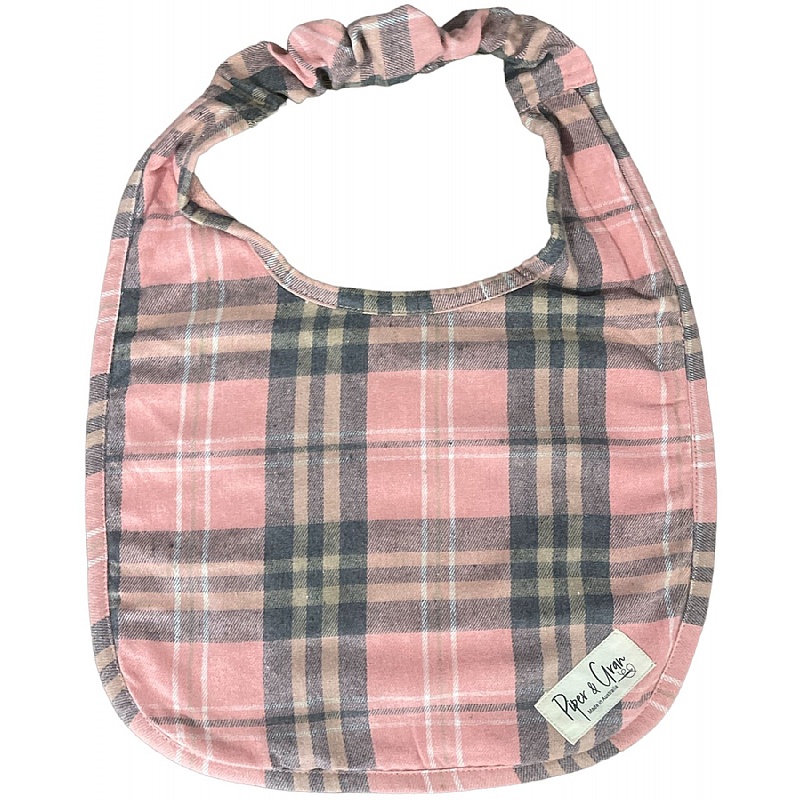 Piper & Gran Pink Plaid Dog Drool Bib