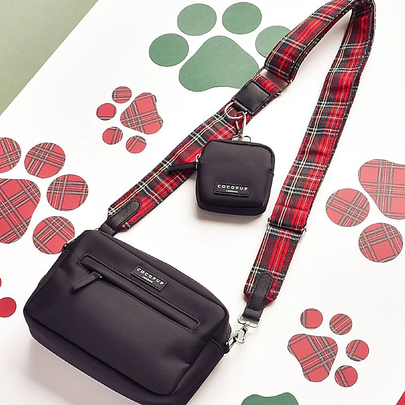 Cocopup London Red Tartan Dog Walking Bag