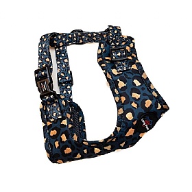 Funk the Dog Harness Green and Gold Leopard Print