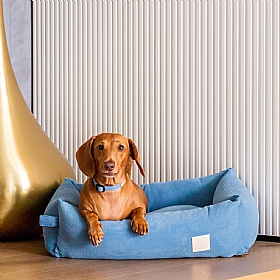 Corduroy Bolster Dog Bed French Blue