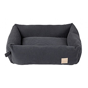 Small Corduroy Bolster Dog Bed Slate Grey