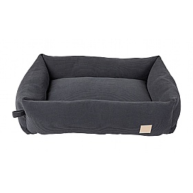 Medium Corduroy Bolster Dog Bed Slate Grey