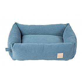 Small Corduroy Bolster Dog Bed French Blue