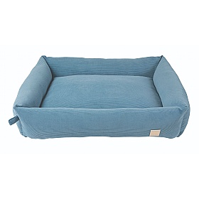 Large Corduroy Bolster Dog Bed French Blue