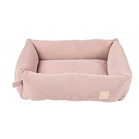 Small Corduroy Bolster Dog Bed Blush Pink