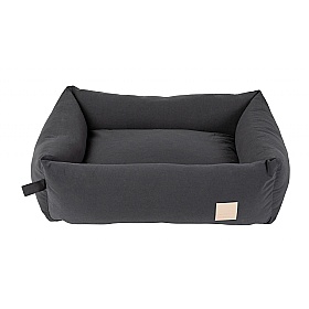 Small Cotton Bolster Dog Bed Slate Grey