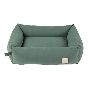 Small Cotton Bolster Dog Bed Green