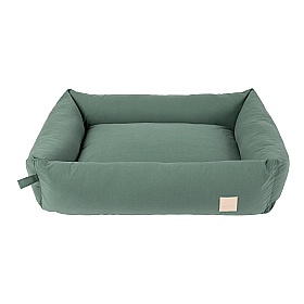 Medium Cotton Bolster Dog Bed Green