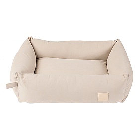 Small Cotton Bolster Dog Bed Sandstone