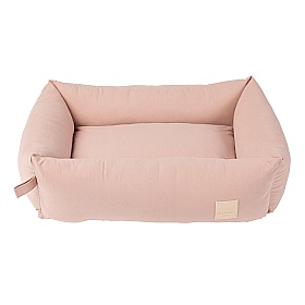 Small Cotton Bolster Dog Bed Soft Blush