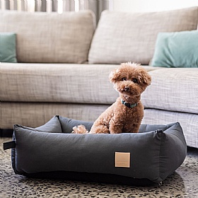 Cotton Bolster Dog Bed Slate Grey