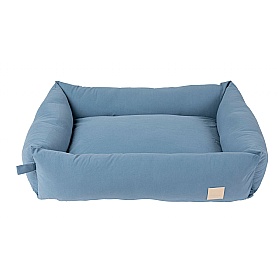 Medium Cotton Bolster Dog Bed French Blue