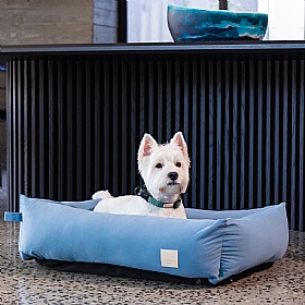 Cotton Bolster Dog Bed French Blue