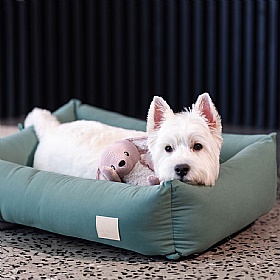 Cotton Bolster Dog Bed Green