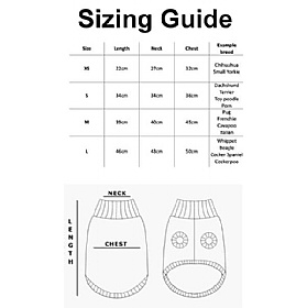 Wag & Wool Dog Jumper Sizing Guide