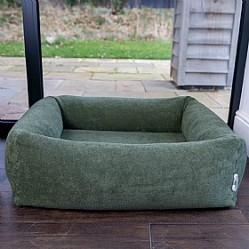 Ruff and Tumble Burnham Bolster Towelling Dog Bed Cover Olive