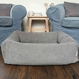 Ruff and Tumble Burnham Bolster Towelling Dog Bed Cover Stone