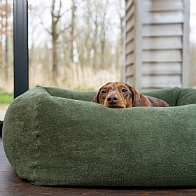 Ruff and Tumble Burnham Bolster Towelling Dog Bed Cover Olive