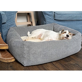 Ruff and Tumble Burnham Bolster Towelling Dog Bed Cover Stone