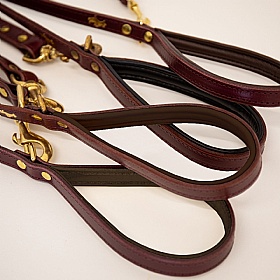 Storeys & Tails Padded Luxury Leather Dog Leads Fig