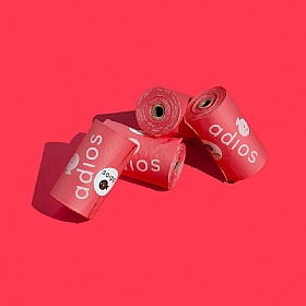 Adios Dog Poo Bags (60 Bags) Hot Pink