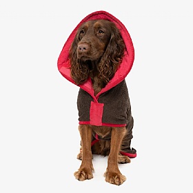 Ruff and Tumble Dog Drying Coats Dark Chocolate and Raspberry