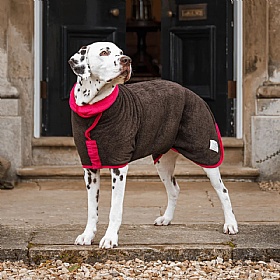 Ruff and Tumble Dog Drying Coats Dark Chocolate and Raspberry