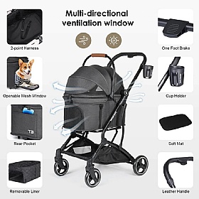 Beberoad T3 3-in-1 Small Dog Pram Features