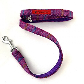 Purple Check Harris Tweed Dog Lead